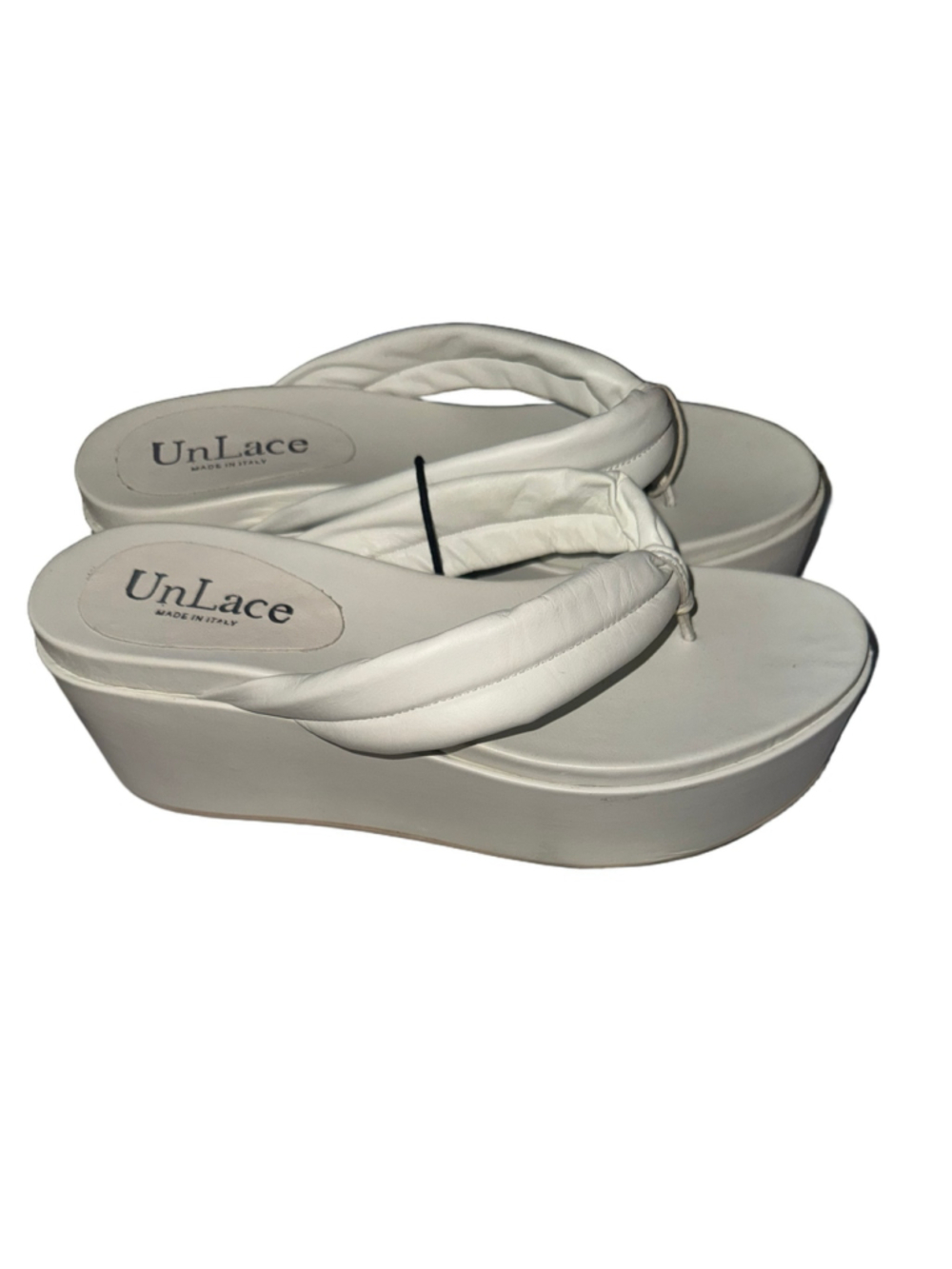 NWT UnLace Italian White Platform Wedge Sandals Size 9.5